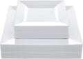 60PCS White Square Plastic Plates, 30 Dinner & 30 Dessert Plates Heavy Duty, Fancy Disposable Plates for Party, Wedding and other Events