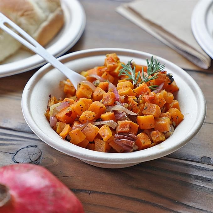 Compostable Paper Bowls, 11.5 Oz (Pack of 20), Made from Unbleached Plant Fiber, Sustainable, Heavy Duty, Leak Resistant, Microwave & Freezer Safe, PFAS Free